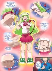 1boy 1girls anus ass blue_hair breasts creampie cum cum_in_pussy cum_inside doggy_style double_v female from_behind gigalleta green_hair mairimashita!_iruma-kun male nipples panties penetration penis plap pussy sex sex_from_behind suzuki_iruma tail v valac_clara
