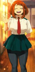 alternate_version_available boku_no_hero_academia hallway my_hero_academia ochako_uraraka school school_uniform schoolgirl solo thefelix uraraka_ochako young