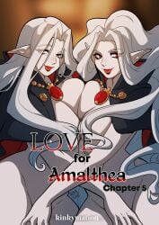 2girls breast_press breasts female female_only kinkymation original original_character vampire vampire_girl white_hair