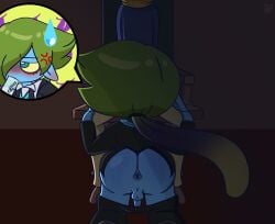 angry_face ass_focus asshole asshole_focus femboy hidden_face lappinitup sitting soname submissive sucking_penis sweatdrop twink vein yo-kai_watch yo-kai_watch_3 ywnsfw1