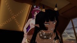 1boy 1futa anal black_hair futa_on_male futanari indie_virtual_youtuber jewelry rusty_fc tanned_skin virtual_youtuber vrchat vtuber