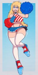 alternate_version_available american_flag american_flag_shirt bimbo bimbo_body bimbo_lips bimbofication blonde_hair blue_eyes cheerleader female_only femsub flag_bikini happy_trance huge_breasts large_breasts long_hair panties tagme thick_thighs upskirt wide_hips wrenzephyr2