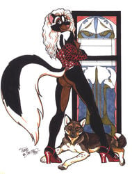 2005 anthro ass bottomless breasts canine female furries_with_pets furry high_resolution pet sideboob skunk terrie_smith