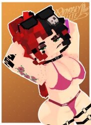 1female 1girls 2026 3d arms_up bare_shoulders big_boobs big_breasts big_tits biting_lip biting_own_lip black_lipstick boobs bracelet breasts choker cleavage curvaceous curvy curvy_female curvy_figure ear_piercing earrings ellie_walls_(odysseyellie) eyeshadow eyewear_on_head facial_tattoo female female_only freckles freckles_on_breasts freckles_on_face freckles_on_shoulders front_view glasses_on_head hair_ornament half-closed_eyes hands_behind_head heart_tattoo jewelry light-skinned_female light_skin lipstick long_hair looking_at_viewer makeup mine-imator minecraft mojang narrowed_eyes neckwear odysseyellie piercing piercings presenting shaved_crotch shaved_pussy simple_background skull_hair_ornament solo solo_female standing tattoo tattoo_on_arm tattoo_on_face tattoos tinted_eyewear tinted_glasses tits two-tone_hair white_border