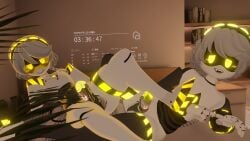 blush blushing laying_down looking_at_another looking_at_partner looking_at_viewer murder_drones n_(murder_drones) presenting_penis pupito7160 robot v_(murder_drones) vrchat yellow_eyes