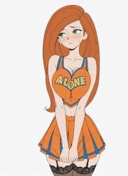 ai_generated cheerleader clothed female kim_possible kimberly_ann_possible orange_hair solo source_request