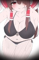 1girls bikini breasts long_hair mikan7f reimu_hakurei swimsuit tagme touhou