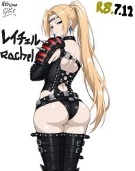 1girls absurd_res absurd_resolution absurdres ass ass_focus back backless_outfit big_ass big_butt black_clothing black_thighhighs blonde_hair blue_eyes bodysuit curvaceous curvy curvy_female curvy_figure dead_or_alive dominatrix dominatrix_outfit earrings female female_focus female_only glistening glistening_body glistening_butt glistening_skin headwear hi_res high_resolution highres latex latex_bodysuit latex_clothing latex_thighhighs leotard light-skinned_female light_skin long_hair looking_back nichijao ninja_gaiden ponytail rachel_(ninja_gaiden) shiny shiny_ass shiny_butt shiny_skin solo solo_female solo_focus tagme team_ninja tecmo thick_thighs thighhighs thighs voluptuous voluptuous_female