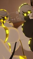 blush blushing laying_down looking_at_another looking_at_partner looking_at_viewer murder_drones n_(murder_drones) presenting_ass pupito7160 robot v_(murder_drones) vrchat yellow_eyes