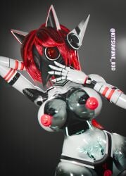 animal_ears black_hair busty busty_female curvy female female_only filled_to_the_brim filled_with_cum filled_womb full_of_cum glowing_markings kitsuwune_b3d large_breasts large_nipples latex latex_skin mask masked_female plague_doctor_mask red_hair red_lens red_nipples robot robot_girl sexbot vagina velvet-01_(kitsuwuneb3d) white_skin