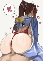 1boy 1girl absurdres animal_costume anus ass bird_costume breasts brown_hair censored clothing_aside cum cum_in_pussy goddess_of_victory:_nikke hetero highres long_hair longfatbird marciana_(marine_study)_(nikke) marciana_(nikke) mosaic_censoring navel navel_piercing official_alternate_costume open_onesie penguin_costume penguin_hair_ornament penis piercing ponytail pussy red_slingshot_swimsuit red_visor_cap sex slingshot_swimsuit swimsuit swimsuit_aside vaginal visor_cap