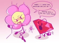 battle_for_dream_island bfdi blush embarrassed flower_(bfdi) happy lesbian null object_shows remote_control remote_control_vibrator ruby_(bfdi) sex_toy sorry_mommy_did_i_do_a_nono_again? sweat vibrator vibrator_in_pussy without_hat yuri