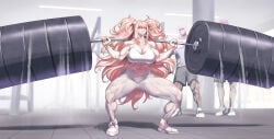 702_96 abs absurd_res biceps blonde_hair gym long_hair muscular muscular_female muscular_legs muscular_thighs original strong_female sweat sweating