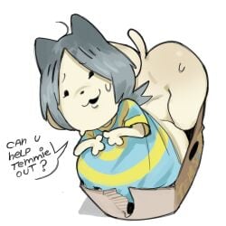 anthro artist_request big_breasts shortstack stuck stuck_in_object tagme temmie_(undertale)