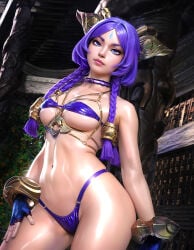 1girls female female_only league_of_legends pinup sevenbees tagme yunara_(league_of_legends)