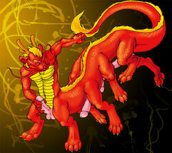 balls chinese_dragon dragon dragon_taur frontal_taur_balls frontal_taur_genitals frontal_taur_penis long male multi_balls multi_genitalia multi_leg multi_limb multi_penis multi_taur penis red scalie slinkydragon_(colorist) solo solo_male taur tetraphallia