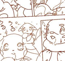 buizel dayan furry gay interspecies kissing male nintendo no_humans pikachu pokemon tail tongue