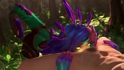 2girls 3d animated cunnilingus female female_only human_on_anthro league_of_legends meklab neeko oral pubic_hair short_playtime shorter_than_30_seconds sound source_filmmaker video yuri