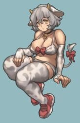 beauty_mark big_breasts character_request cow_print female gray_hair lentiyay tagme yellow_eyes