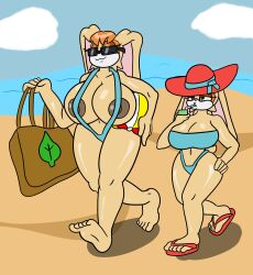 absurd_res aged_up anthro areola bag ball beach beach_ball beverage big_breasts bottomwear breasts butt clothed clothing container cream_the_rabbit daughter dezmine21 digital_media_(artwork) drinking duo eyelashes feet female flip_flops footwear fur hair hi_res holding_object huge_breasts inflatable juice_box lagomorph leporid mammal mature_anthro mature_female mother mother_and_child mother_and_daughter nipples one-piece_swimsuit outside parent parent_and_child rabbit sand sandals seaside sega simple_background sky smile sonic_(series) sonic_the_hedgehog_(series) standing straw sun_hat swimwear tagme thick_thighs toes topwear two-piece_swimsuit vanilla_the_rabbit video_games walking water wide_hips