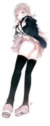 below_view blush danganronpa danganronpa_2:_goodbye_despair female_only nanami_chiaki panties shell_(shell518) smooth_skin super_danganronpa_2 thighhighs upskirt