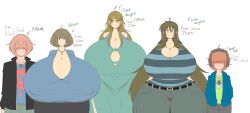 2022 2boys 3girls breasts brown_hair clara_(crysnickel) cleavage cloe_(crysnickel) clow_(crysnickel) crysnickel dilf earrings enormous_breasts family_portrait female hair_over_eyes headphones hips hoop_earrings hourglass_figure hyper hyper_breasts hyper_hourglass joen_(crysnickel) larger_female long_hair male milf necklace nipple_bulge noeh_(crysnickel) short_hair simple_background size_difference smaller_male thick_thighs thighs venus_body white_background wide_hips