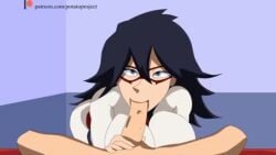 age_difference animated big_breasts black_hair blue_eyes fellatio female male midnight_(my_hero_academia) my_hero_academia nemuri_kayama open_mouth oral penis pov sound sound_edit video yacer44_(sound_edits)