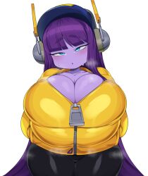 1girls 2022 blue_eyes breasts cham22 cleavage curvy_body female female_only hat headphones hi_res hips huge_breasts league_of_legends long_hair lulu_the_fae_sorceress massive_breasts monster_tamer_lulu monster_tamer_series naughty_face purple-skinned_female purple_body purple_hair purple_skin riot_games shortstack solo solo_female thick_thighs thighs wide_hips yordle