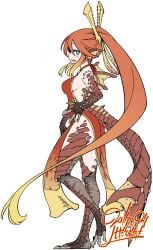 1girls 2017 agnaktor bare_shoulders bare_thighs blue_eyes breasts capcom claws female long_hair medium_breasts monster_girl monster_hunter multicolored_hair orange_hair ponytail tagme tail thighs two_tone_hair very_long_hair yellow_hair yoshida_hd