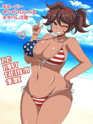 afuro beach bikini bikini_bottom bikini_top breasts danganronpa danganronpa_2:_goodbye_despair large_breasts owari_akane skimpy_bikini smooth_skin super_danganronpa_2 tanned tanned_female tanned_skin thick_thighs thighs