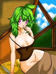 collei_(genshin_impact) genshin_impact green_hair lucky-jj lucky_jj purple_eyes