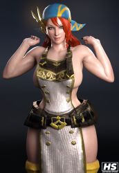 1girls 3d female female_only hagiwara_studio minayle monster_hunter monster_hunter_rise muscular naked_apron orange_hair red_hair solo