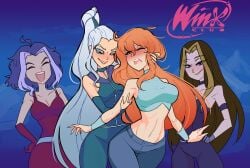 2022 4girls bloom_(winx_club) bullying centurii-chan clothed_female darcy_(winx_club) female female_only icy_(winx_club) meme no_sex rainbow_(animation_studio) redraw stormy_(winx_club) tagme winx_club yuri