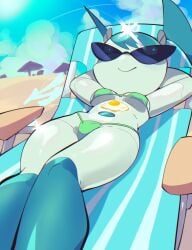 1girls aetherion_art bikini breasts egg female female_focus female_only fried_egg jenny_wakeman metal_girl metal_skin my_life_as_a_teenage_robot nickelodeon robot robot_girl robot_humanoid shiny_body smile solo solo_female sunglasses thick_thighs thighs tinted_eyewear xj-9