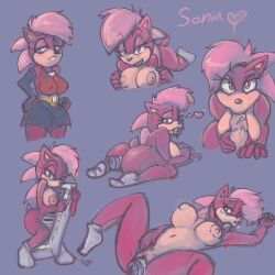 anthro armpits expressions presenting ramdoctor sega sonia_the_hedgehog sonic_(series) sonic_the_hedgehog_(series) sonic_underground unseen_male_face