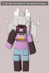 1girls blush clothed_female dialogue eye_covering female female_only homosheep_(artist) microsoft minecraft mojang sheep solo text white_fur xbox_game_studios