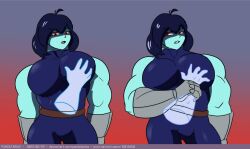 2others annoyed_expression annoyed_face anon big_pecs buff deltarune kris_(deltarune) male_only muscle muscles muscles_through_clothes muscular muscular_arms muscular_male pandatarius pec_grab pec_squeeze pecs pecs_grab pecs_touching undertale undertale_(series)