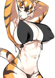 1girls anthro arknights aspirindabaitu big_breasts black_bikini breasts female furry mx99926 orange_eyes solo solo_female tiger tiger_girl waai_fu_(arknights)