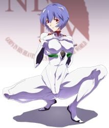 1girls blue_hair bodysuit breasts clothing female human medium_breasts neon_genesis_evangelion nerv pale-skinned_female pale_skin pilot_suit plugsuit rei_ayanami short_hair skin_tight solo solo_female