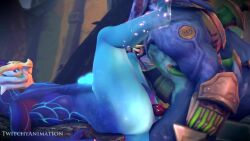 2boys 3d 3d_(artwork) anal_sex animated anthro_on_anthro anthro_penetrated anthro_penetrating_anthro ass aurelion_sol balls balls_deep blue_body butt canine dick erection from_behind_position gay hi_res league_of_legends male male/male male_only male_penetrated male_penetrating male_penetrating_male mammal nude on_back outside penetration riot_games scalie sex short_playtime short_tail slap submissive_male tagme twitchyanimation video warwick wolf