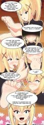 1girls barefoot big_breasts blonde_hair blue_eyes blush crusader darkness_(konosuba) drooling english_text feet foot_fetish foot_focus foot_lick hair_clips human human_only invitation inviting inviting_to_sex kono_subarashii_sekai_ni_shukufuku_wo! licking long_hair mrff25 open_mouth saliva saliva_trail smile soles speech_bubble toe_scrunch toe_sucking toes tongue_out translated