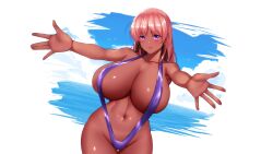 1girls absurd_res alternate_version_available armpits artist_name bangs bare_shoulders big_breasts blush breasts cleavage clothing cloud curvy dark-skinned_female dark_skin earrings eyebrows_visible_through_hair eyelashes female female_focus female_only hips huge_breasts human jewelry kaitofuuma large_breasts lips long_hair looking_at_viewer magenta_eyes ocean original outside pink_hair pinup revealing_clothes shiny_skin sideboob skimpy skindentation sling_bikini smile swimsuit thick_thighs thigh_gap thighs voluptuous wallpaper water watermark wide_hips