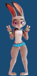 1girls 3_toes 3d 3d_(artwork) 4_fingers absurd_res anthro athletic_female backpack blue_background bottomwear breasts buckteeth bunny bunny_ears bunny_girl bunny_tail claws clothing cute digital_media_(artwork) disney double_v eyelashes facial_piercing feet female fingers flat_chest fur furry genitals gesture glowing grey_fur hi_res judy_hopps lagomorph leporid looking_at_viewer mammal multicolored_body navel navel_piercing nipple_piercing nipples nose_piercing nose_ring panties petite piercing pochemu policewoman purple_eyes pussy rabbit ring_piercing seductive_eyes seductive_look septum_piercing septum_ring shirt simple_background skirt small_breasts smaller_female solo toe_claws toes topwear two_tone_body two_tone_fur v v_sign white_fur wristband zootopia