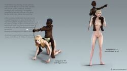 3d blonde_hair blonde_pubic_hair blue_eyes celebrity cursed dark-skinned_male dark_skin elizabeth_debicki height_difference human human_only interracial light-skinned_female light_skin monkeybeard nude pygmy real_person sitting_on_back sitting_on_shoulders size_difference taylor_swift what