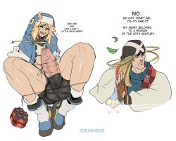 2boys alpha_male anji_mito axl_low balls bandana big_balls big_penis blonde_hair blue_eyes blush boots bridget clothes compression_shorts crossdressing dialogue dickgirl dickgirl/male english_text femboy fingerless_gloves gloves guilty_gear guilty_gear_strive hoodie huge_cock human human_only jawline large_testicles light_skin long_hair male male_only nun nun's_habit open_mouth otoko_no_ko penis penis_out presenting_penis refusal rejection restrained shoes shorts spats spread_legs streachybear teasing testicles text thick_thighs thighs tied tied_up trap veiny_penis yo-yo