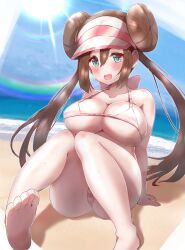 blush gigantic_breasts misahiro pokemon pokemon_bw2 rosa_(pokemon) swimsuit tagme