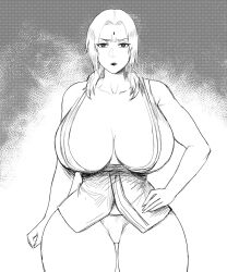 1girls big_breasts black_and_white breasts cleavage female female_only huge_breasts kanyacomics large_breasts mature_female milf monochrome naruto naruto_(series) naruto_shippuden revealing_clothes skimpy skimpy_clothes solo thick thick_hips thick_thighs tsunade voluptuous wide_hips