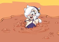 1girls big_breasts bikini blush brawl_stars breasts bubbles busty cleavage colette_(brawl_stars) dedinside123 groping_self hair_over_one_eye hairband hand_on_breast heart-shaped_pupils large_breasts loving_it mud mud_pit muddy open_mouth pleasure_face quicksand self_fondle sinking solo solo_female solo_focus source_larger supercell white_hair