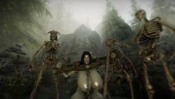 1girls 3d big_breasts black_hair bound breasts breasts_bigger_than_head breasts_out captured captured_heroine chained chains cuffed cuffs defeated defeated_heroine dunmer elf elf_ears elf_female female gigantic_breasts grey_skin huge_breasts large_breasts nude pointy_ears queen_azara rain shiny_skin skeleton skyrim slave slave_collar slave_outfit slavegirl solo_female the_elder_scrolls undead warrior wet_body wet_hair wet_skin