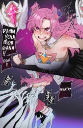 angry bra comic english_text grabbing hands_behind_back kai'sa league_of_legends pink_eyes pink_hair ratatatat74 star_guardian_kai'sa star_guardian_series